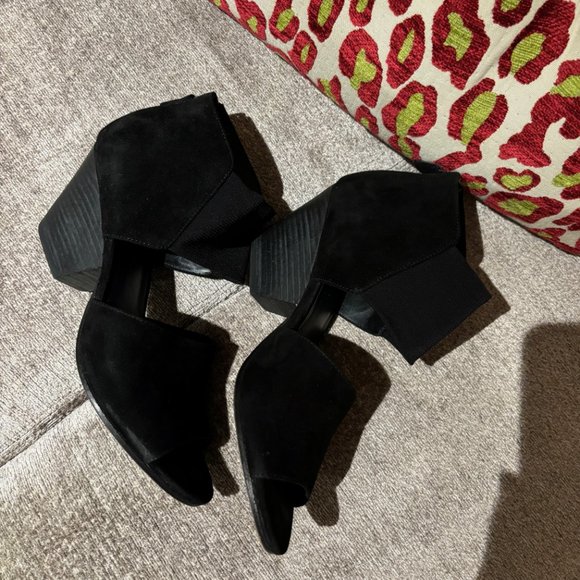 Eileen Fisher Chat-Su Dress Pump Sandal In Black Suede Stretch 8M - Picture 3 of 9